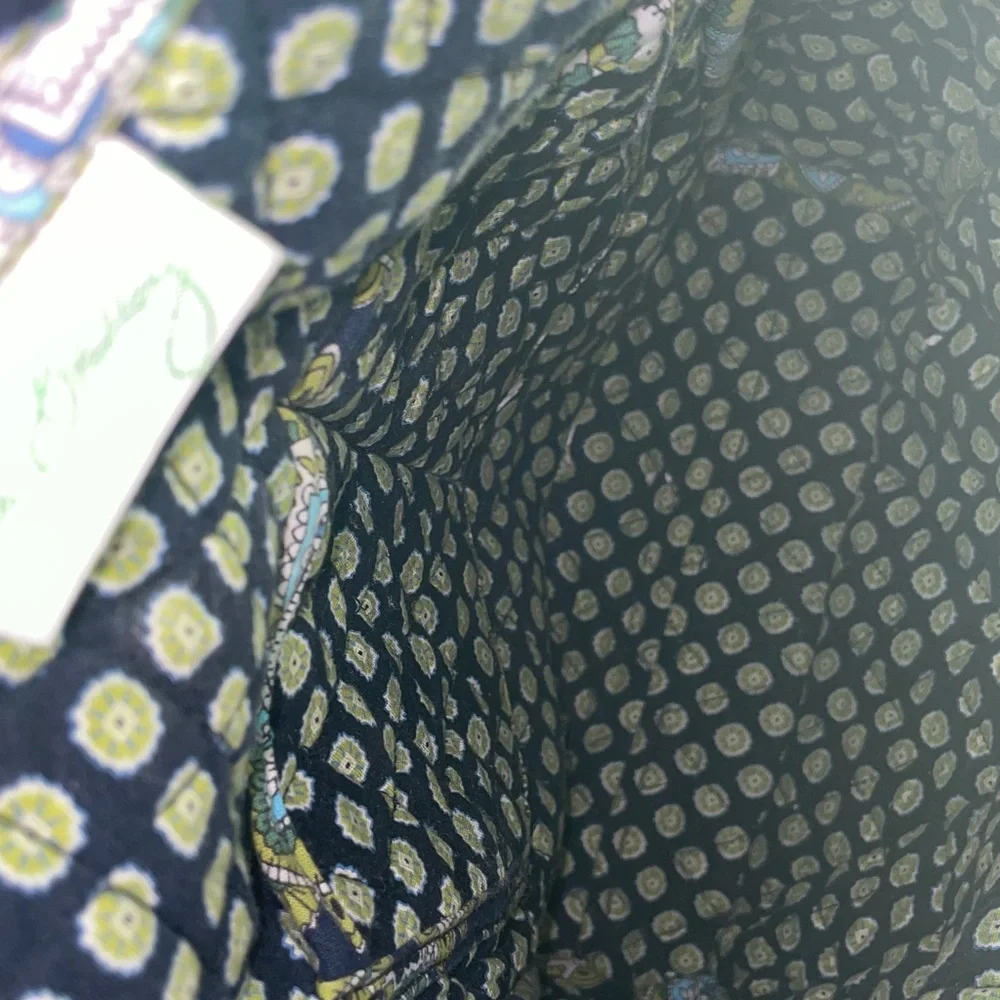 Vera Bradley Quilted Mini Backpack Purse Green Navy Blue - Picture 6 of 11